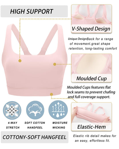 RUNNING GIRL® High-Impact Crisscross Back Sports Bra with Removable Pads