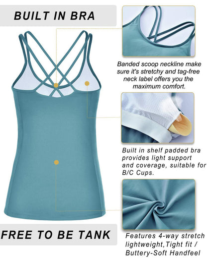 RUNNING GIRL® Sculpting Yoga Tank Top | Built-in Shelf Bra with Removable Cups & U-Shaped Back