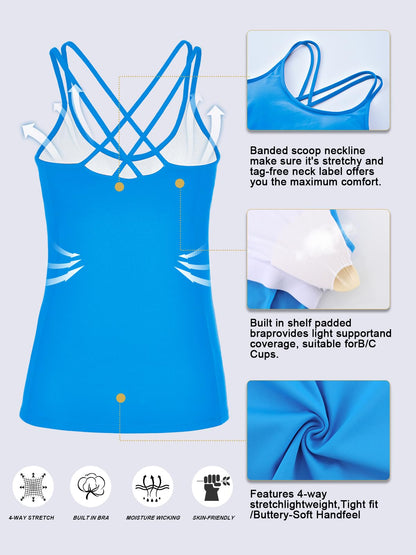 RUNNING GIRL® Sculpting Yoga Tank Top | Built-in Shelf Bra with Removable Cups & U-Shaped Back
