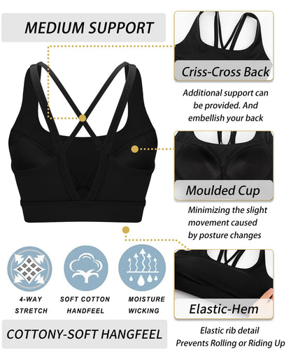 RUNNING GIRL® Medium-High Support Crisscross Back 2-in-1 Versatile Sports Bra