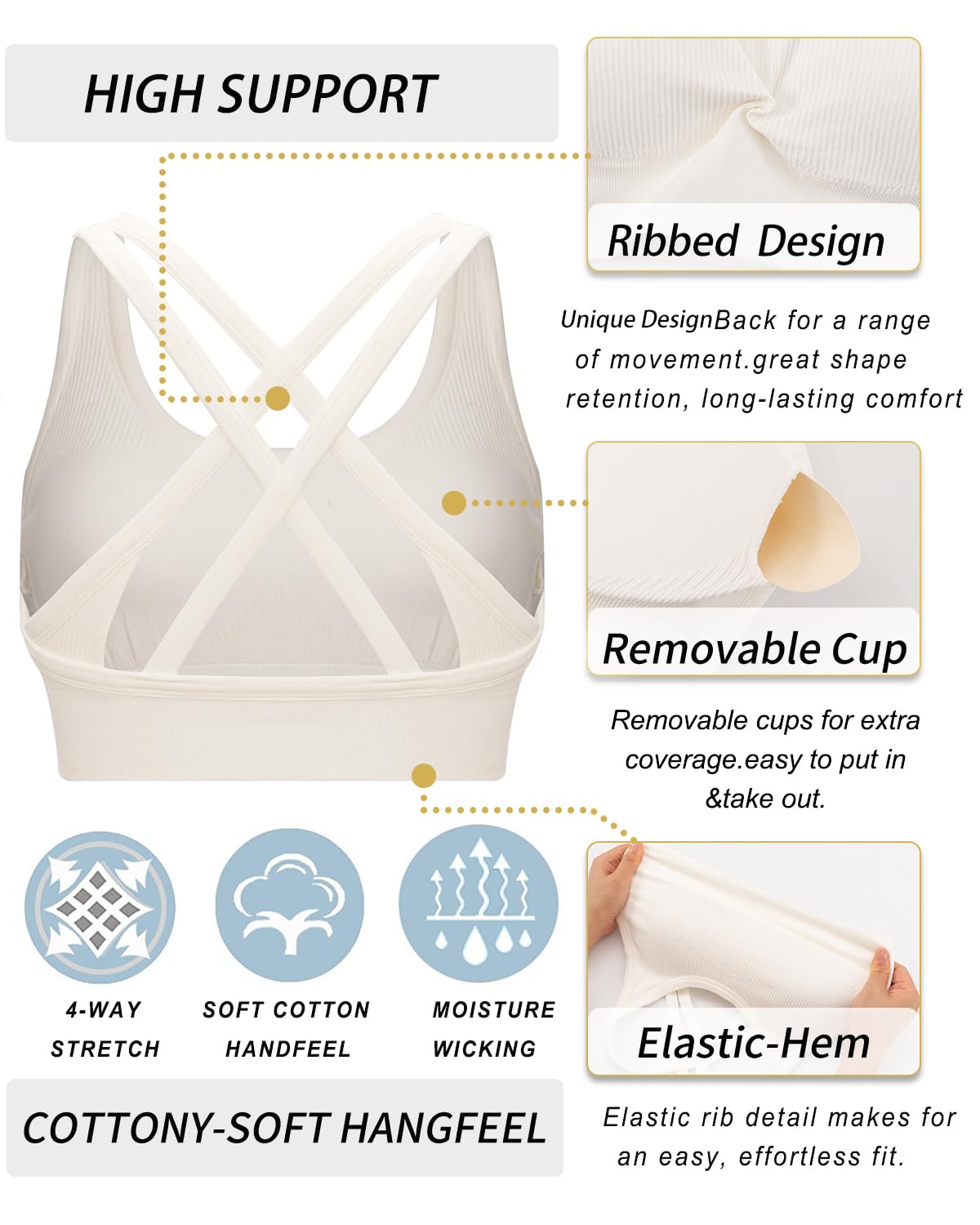 RUNNING GIRL® Strappy Criss-Cross Padded Yoga Bra