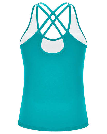 RUNNING GIRL® Sculpt Strappy Yoga Tank Top | Built-in Shelf Bra with Light Support