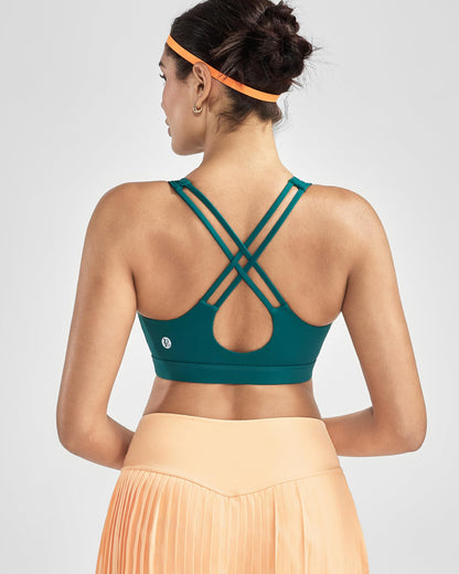 RUNNING GIRL® Medium-High Support Crisscross Back Sports Bra with Sewn-in Molded Cups