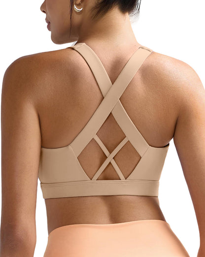 RUNNING GIRL® Women High Impact Sports Bra Crisscross Back Removable Cups