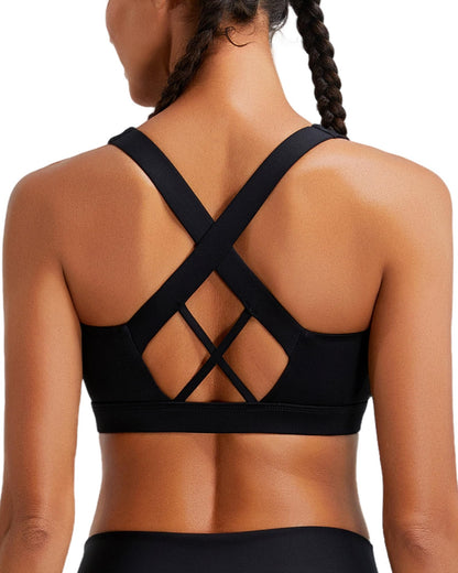 RUNNING GIRL® Women High Impact Sports Bra Crisscross Back Removable Cups