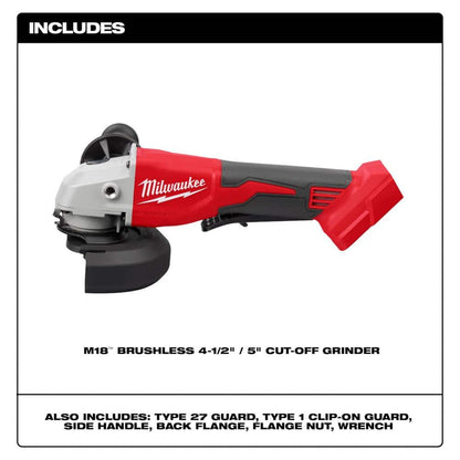 M18 18V Lithium-Ion Brushless Cordless 4-1/2 in./5 in. Grinder w/Paddle Switch (Tool-Only)