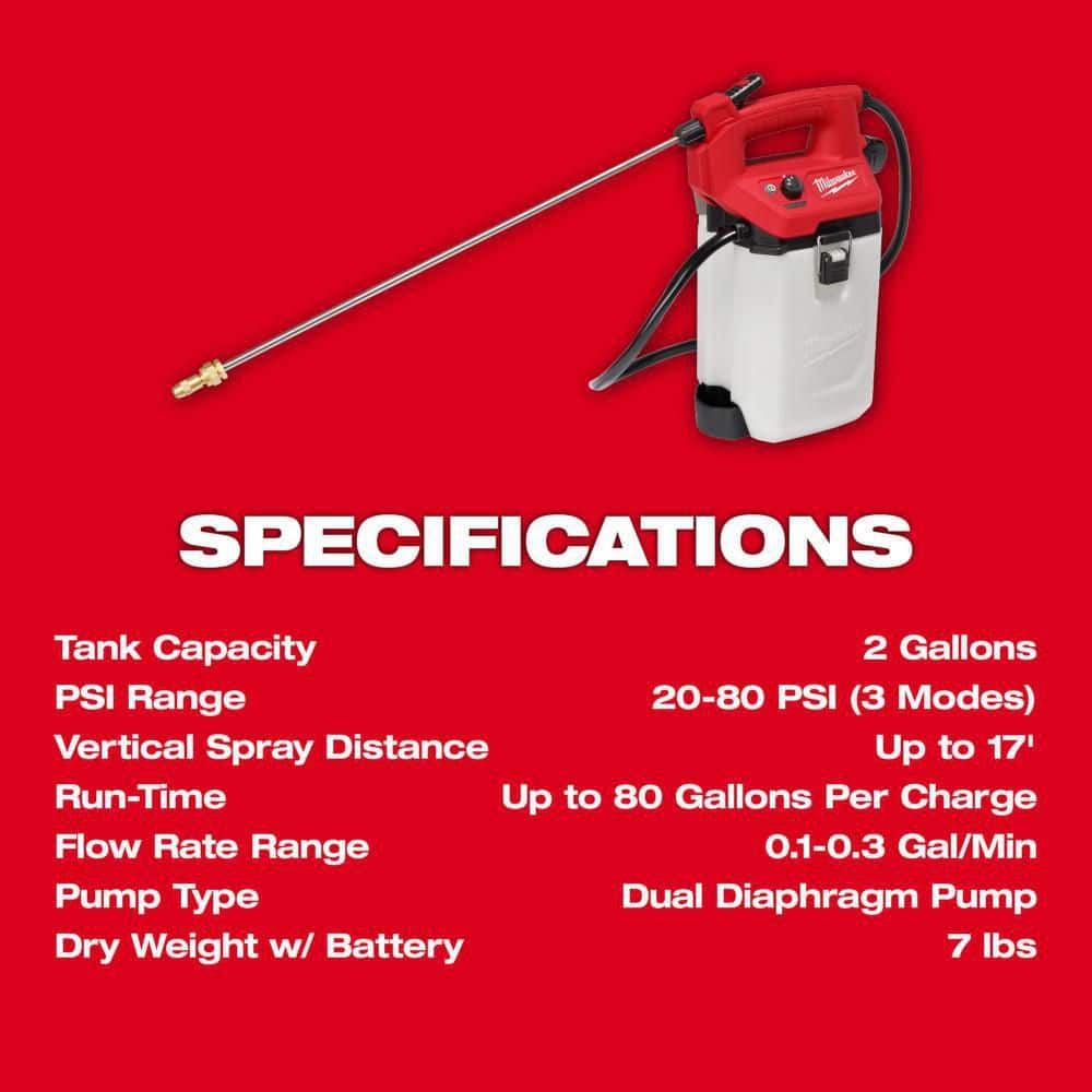 M12 12-Volt 2 Gal. Lithium-Ion Cordless Handheld Sprayer Kit with 2.0 Ah Battery and Charger, Extra 2 Gal. Tank
