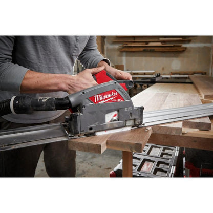 M18 FUEL 18V Li-Ion Cordless Brushless 6-1/2 in. Plunge Cut Track Saw w/ 55 in. Track Saw Guide Rail & Track Clamps