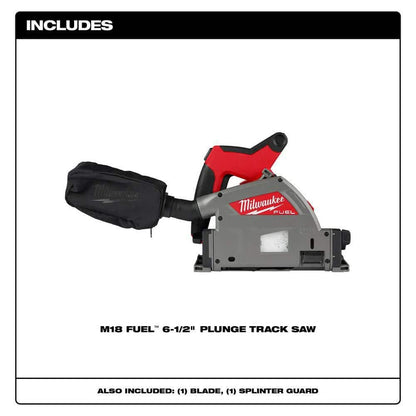M18 FUEL 18V Li-Ion Cordless Brushless 6-1/2 in. Plunge Cut Track Saw w/ 55 in. Track Saw Guide Rail & Track Clamps