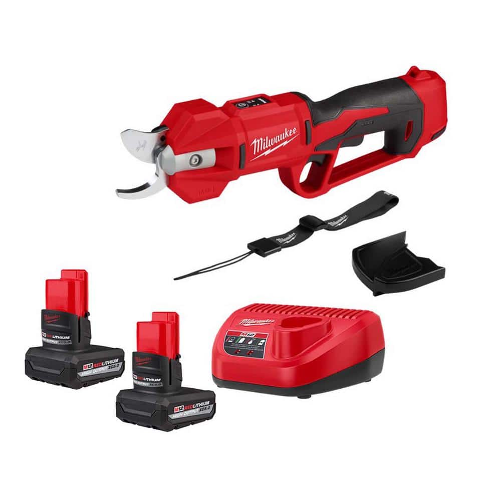 M12 12V Lithium-Ion Cordless Brushless Pruner Shears w/(2) 5.0 Ah High Output Battery, Charger
