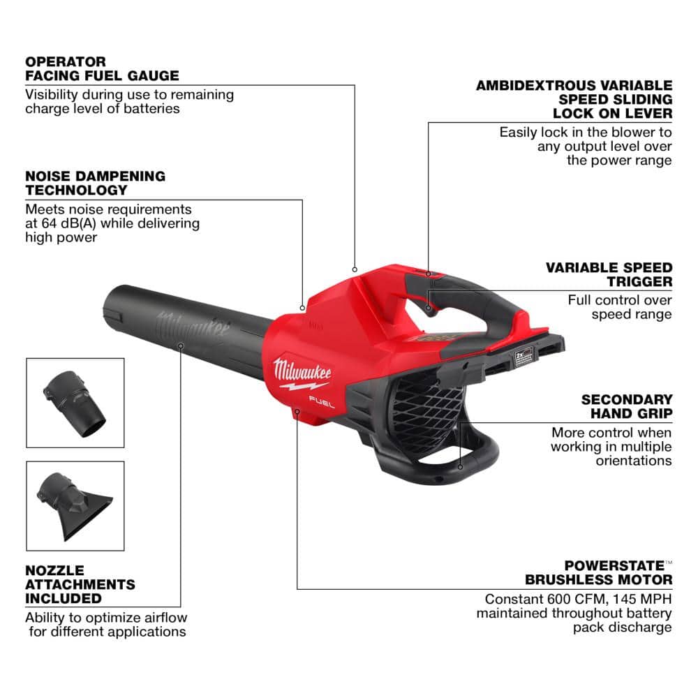 M18 FUEL Dual Battery 145 MPH 600 CFM 18V Lithium-Ion Brushless Cordless Handheld Blower w/ Two 8Ah HO Battery (2-Pack)