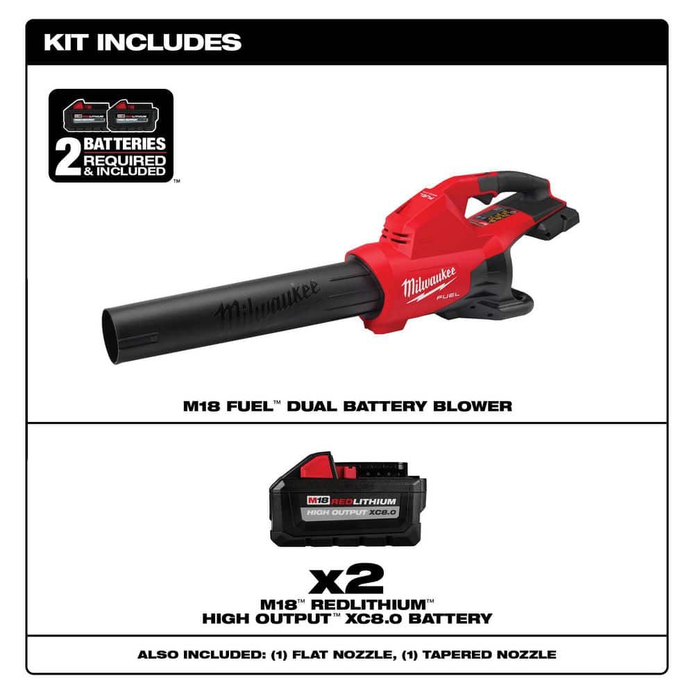 M18 FUEL Dual Battery 145 MPH 600 CFM 18V Lithium-Ion Brushless Cordless Handheld Blower w/ Two 8Ah HO Battery (2-Pack)