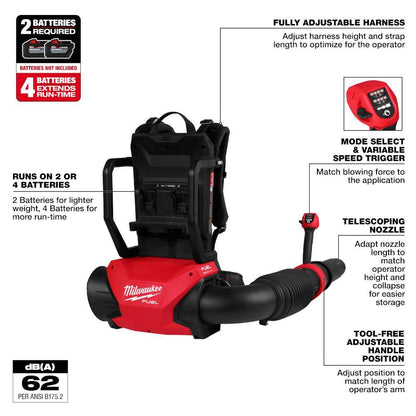 M18 FUEL 155 MPH 650 CFM 18-Volt Lithium-Ion Brushless Cordless Dual Battery Backpack Blower (Tool Only)