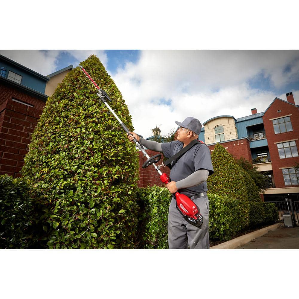 M18 FUEL 10 in. 18V Lithium-Ion Brushless Electric Cordless Pole Saw with M18 QUIK-LOK Hedge Trimmer Attachment (2-Tool)