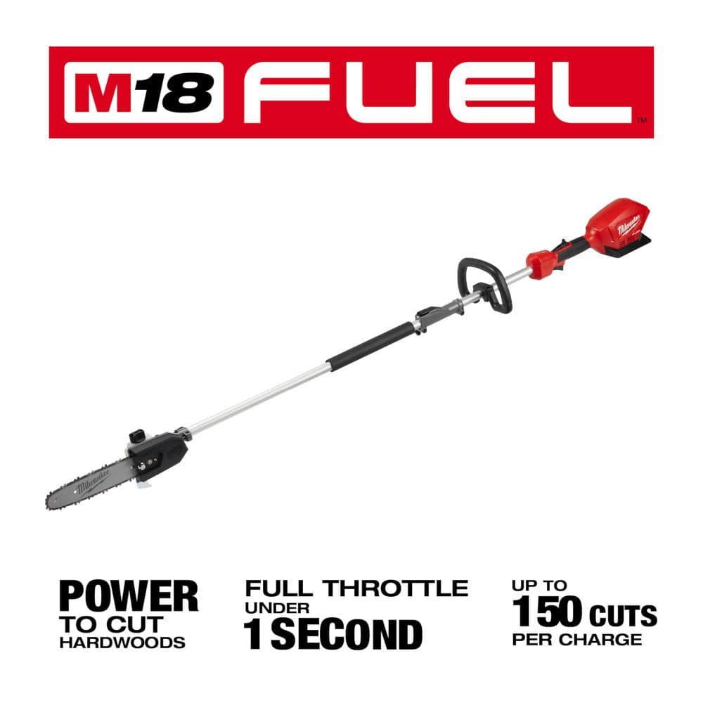 M18 FUEL 10 in. 18V Lithium-Ion Brushless Electric Cordless Pole Saw with M18 QUIK-LOK Hedge Trimmer Attachment (2-Tool)