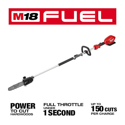 M18 FUEL 10 in. 18V Lithium-Ion Brushless Electric Cordless Pole Saw with M18 QUIK-LOK Hedge Trimmer Attachment (2-Tool)