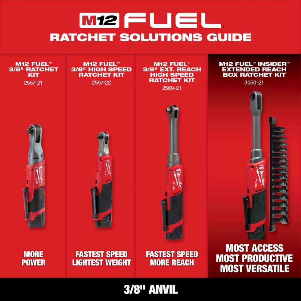 M12 FUEL 12V Lithium-Ion Brushless Cordless 3/8 in. Ratchet (Tool-Only)