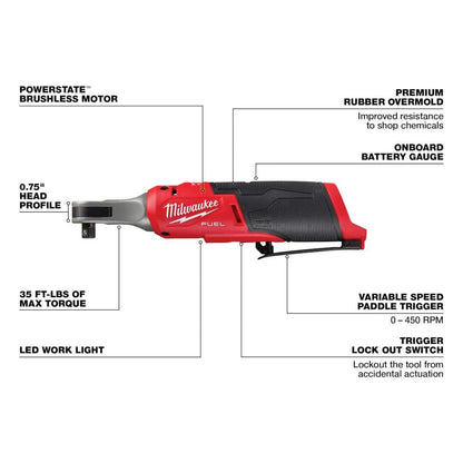 M12 FUEL 12-Volt Lithium-Ion Brushless Cordless High Speed 3/8 in. Ratchet (Tool-Only)