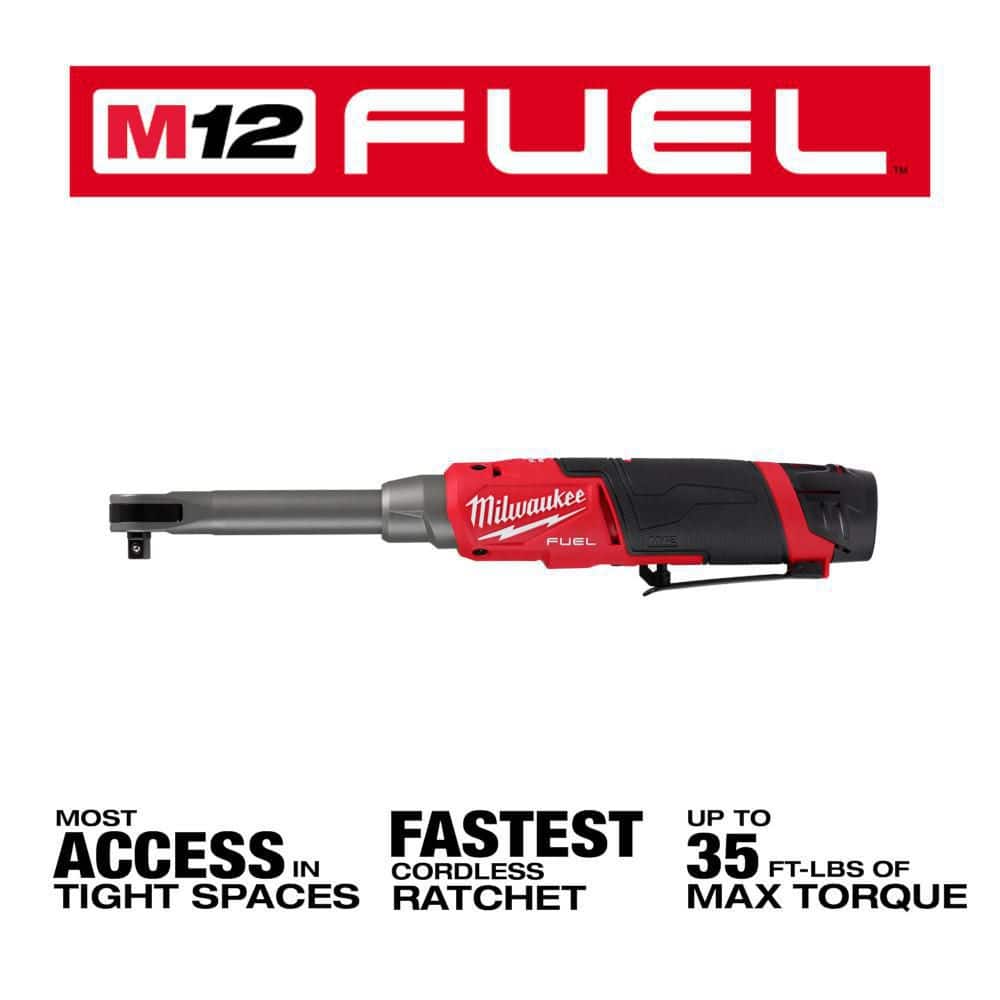 M12 FUEL 12V Lithium-Ion Brushless Cordless 3/8 in. Extended Reach High Speed Ratchet Kit