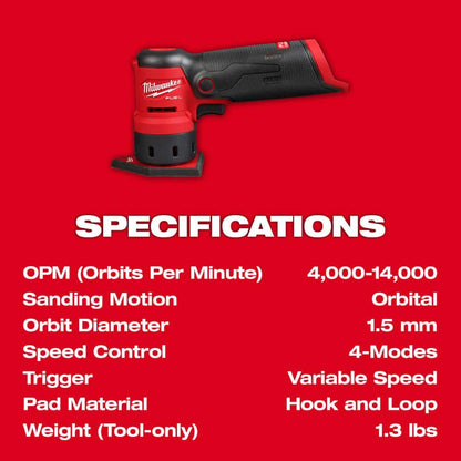 M12 FUEL 12-Volt Lithium-Ion Brushless Cordless Orbital Detail Sander (Tool-Only)