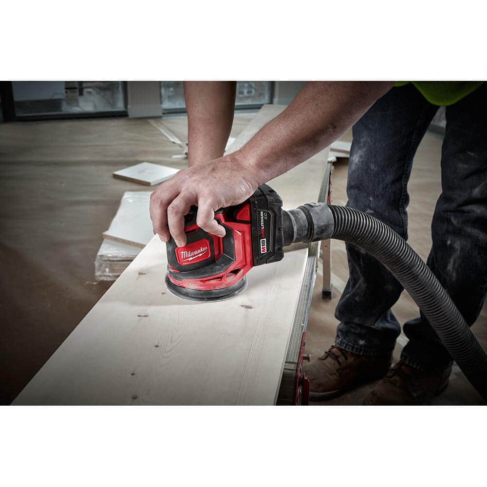 M18 18V Lithium-Ion Cordless 5 in. Random Orbit Sander with (1) 5.0 Ah, (1) 2.0 Ah Battery and Charger