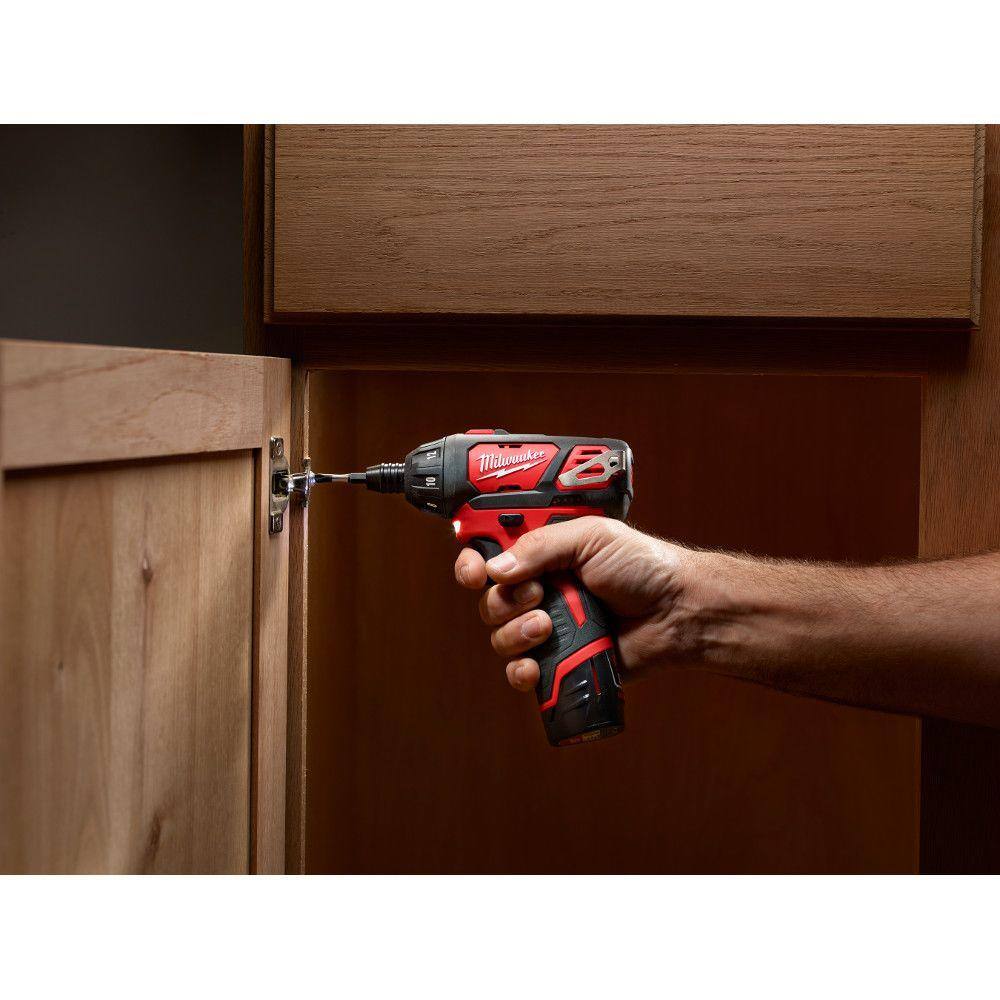 M12 12V Lithium-Ion Cordless 1/4 in. Hex Screwdriver Kit with Two 1.5Ah Batteries, Charger and Tool Bag
