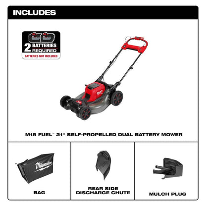M18 FUEL Brushless Cordless 21 in. Walk Behind Dual Battery Self-Propelled Mower (Tool-Only)
