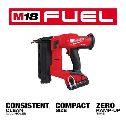 M18 FUEL GEN II 18-Volt 18-Gauge Lithium-Ion Brushless Cordless Brad Nailer Kit with One 2.0 Ah Battery, Charger and Bag