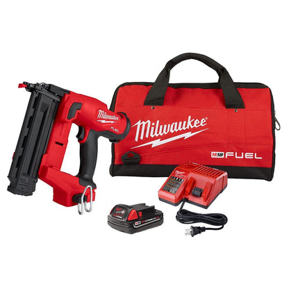 M18 FUEL GEN II 18-Volt 18-Gauge Lithium-Ion Brushless Cordless Brad Nailer Kit with One 2.0 Ah Battery, Charger and Bag