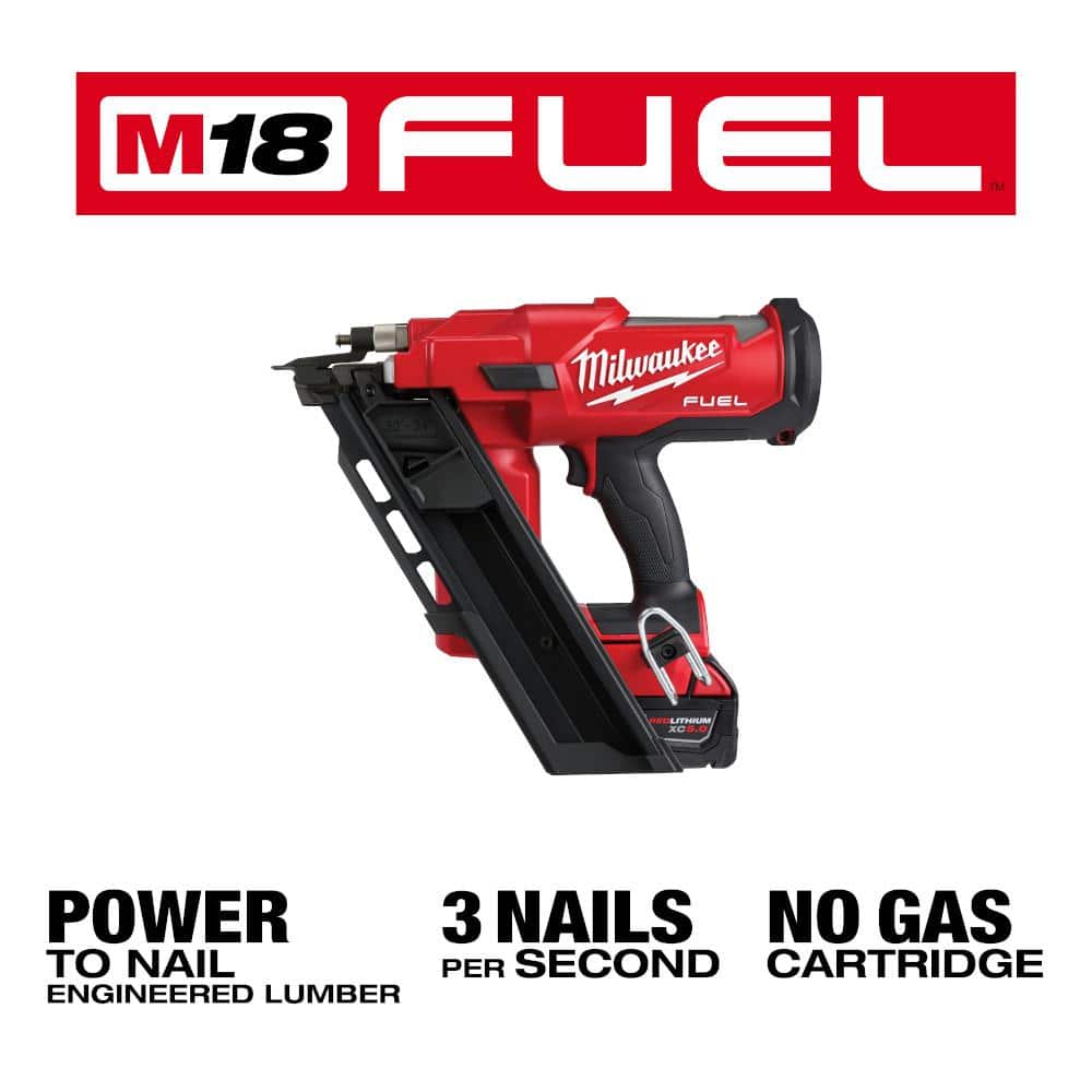 M18 FUEL 3-1/2 in. 18-Volt 30-Degree Lithium-Ion Brushless Cordless Framing Nailer Kit with 5.0 Ah Battery Charger, Bag