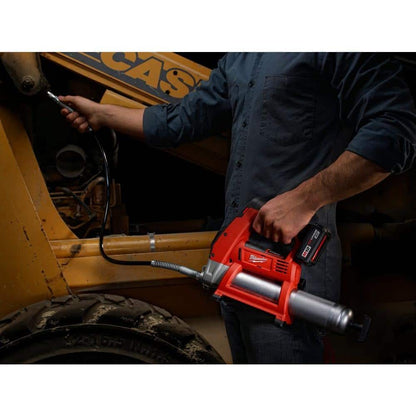 M12 12-Volt Lithium-Ion Cordless Grease Gun Kit with One 3.0 Ah Battery, Charger and Tool Bag with M12 3/8 in. Ratchet