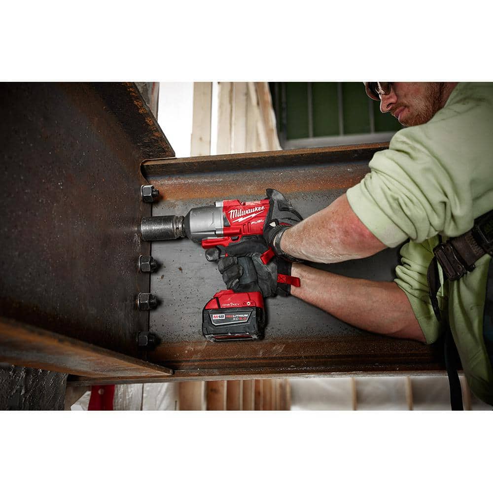 M18 FUEL ONE-KEY 18V Li-Ion Brushless Cordless 3/4 in. High-Torque Impact Wrench with Friction Ring, Resistant Batteries