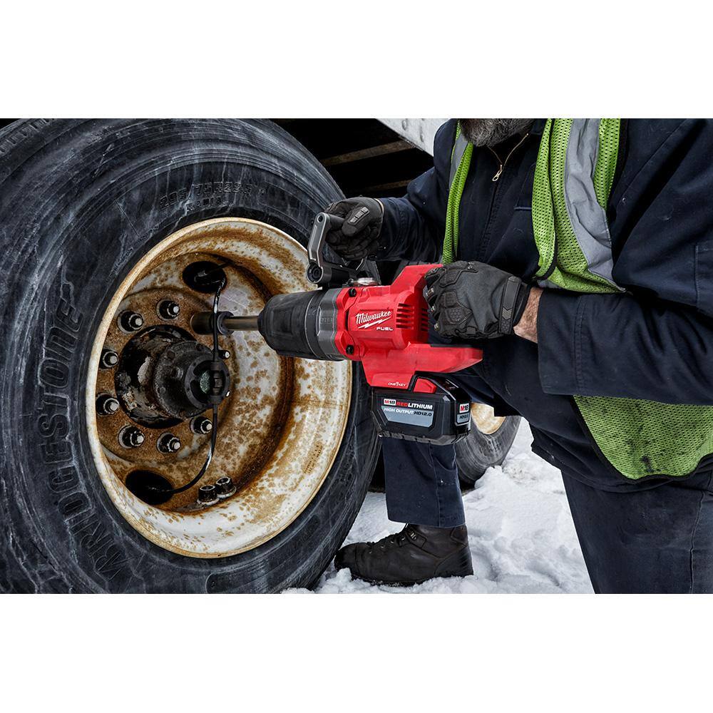 M18 FUEL 18V Lithium Ion Brushless Cordless 1 in. Impact Wrench Extended Reach D Handle and HIGH OUTPUT 12Ah Battery