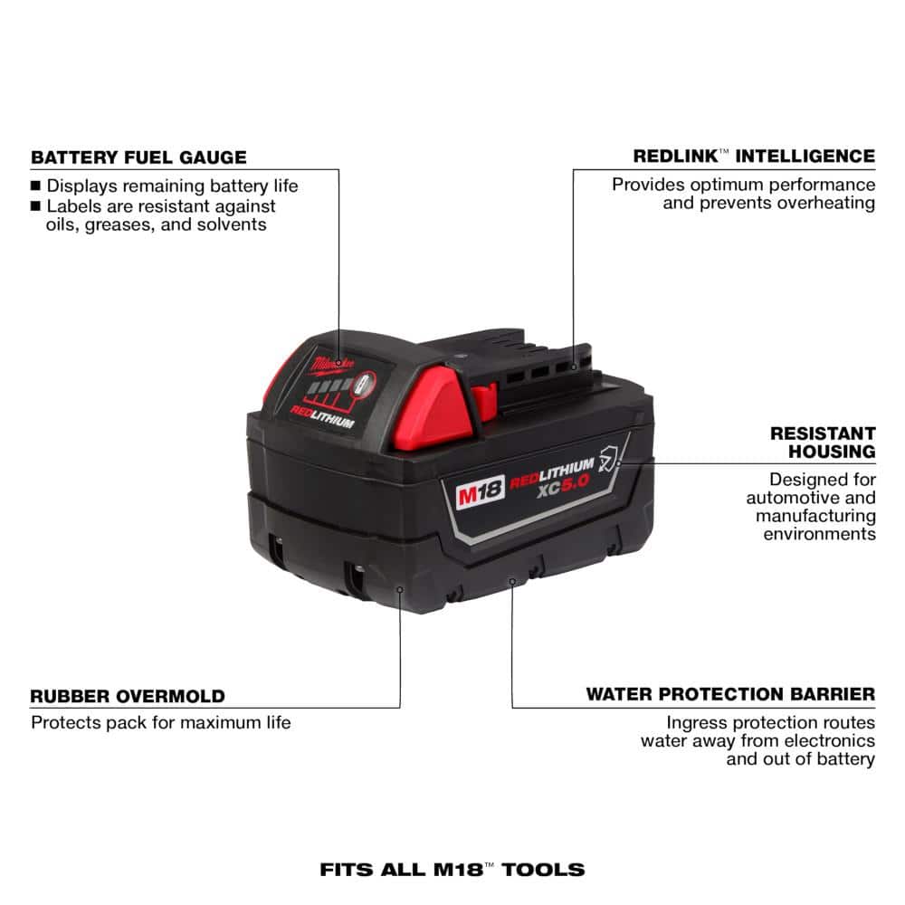 M18 FUEL Gen-2 18V Lithium-Ion Brushless Cordless Mid Torque 1/2 in. Impact w/Fring w/5.0 ah Resistant Battery