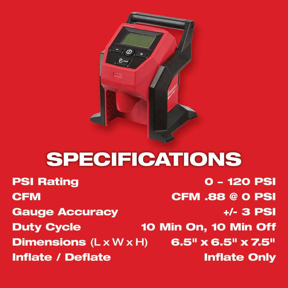 M12 12-Volt Lithium-Ion Cordless Electric Portable Inflator (Tool-Only)