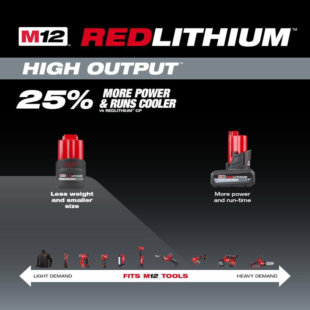 M12 12V Lithium-Ion Cordless Bluetooth/AM/FM Jobsite Radio with M12 12V Lithium-Ion CP High Output 2.5Ah Battery Pack