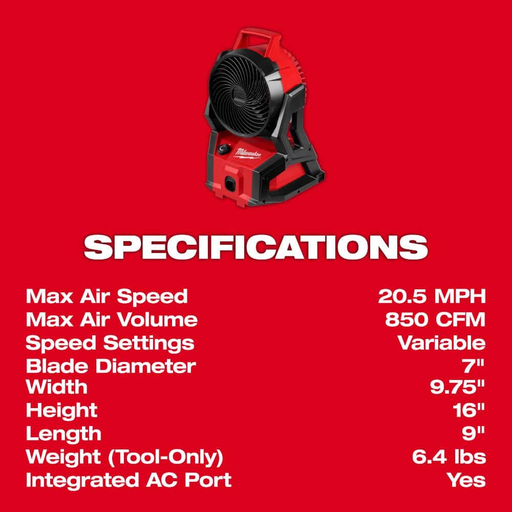 M18 18-Volt Lithium-Ion Brushless Cordless PACKOUT Jobsite Fan (Tool-Only)