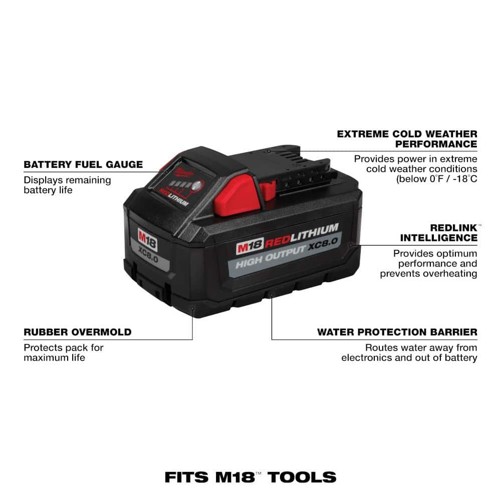 M18 18-Volt Lithium-Ion Cordless 6,000 Lumens Rocket Dual Power Tower Light with Charger with (1) XC 8.0 Ah Battery