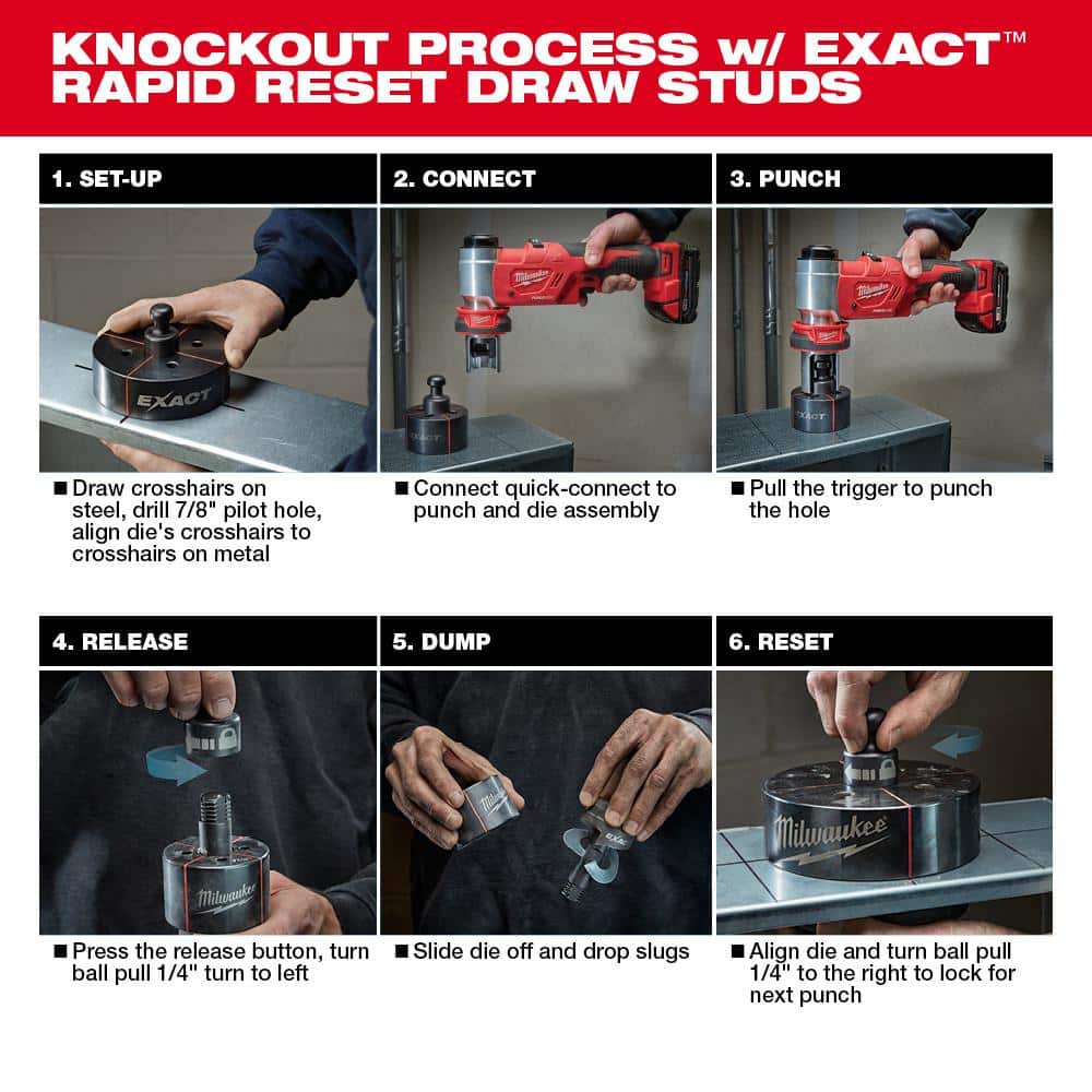 M18 18V Lithium-Ion Cordless FORCE LOGIC 6 Ton Knockout Tool 1/2 in. to 2 in. Kit w/(1) 2.0 Ah Battery, Die Set