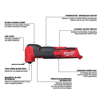 M12 FUEL 12V Lithium-Ion Cordless Oscillating Multi-Tool (Tool-Only)