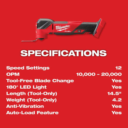 M18 FUEL 18V Lithium-Ion Cordless Brushless Oscillating Multi-Tool Kit w/M18 FUEL Grinder