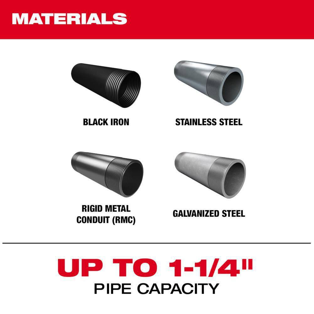 M18 FUEL One-Key Cordless Brushless Compact Pipe Threader Kit W/(2) 8.0Ah Batteries, 1/2 in. - 1-1/4 in. Aluminum Dies