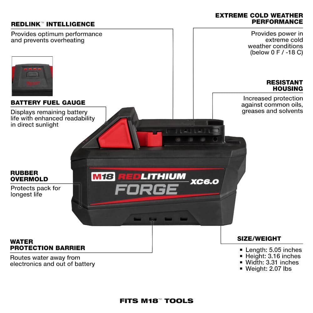 M18 18V 6.0 Ah Lithium-Ion REDLITHIUM FORGE Battery (4-Pack)