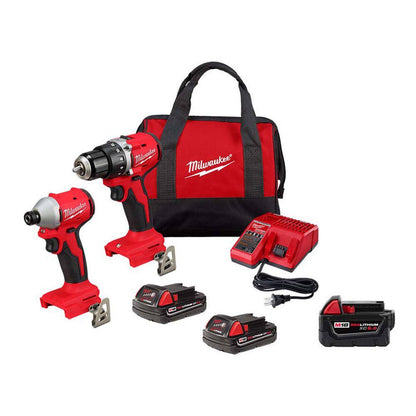 M18 18V Lithium-Ion Brushless Cordless Compact Drill/Impact Combo Kit (2-Tool) w/(2) 2.0 Ah Batteries w/5.0 Ah Battery