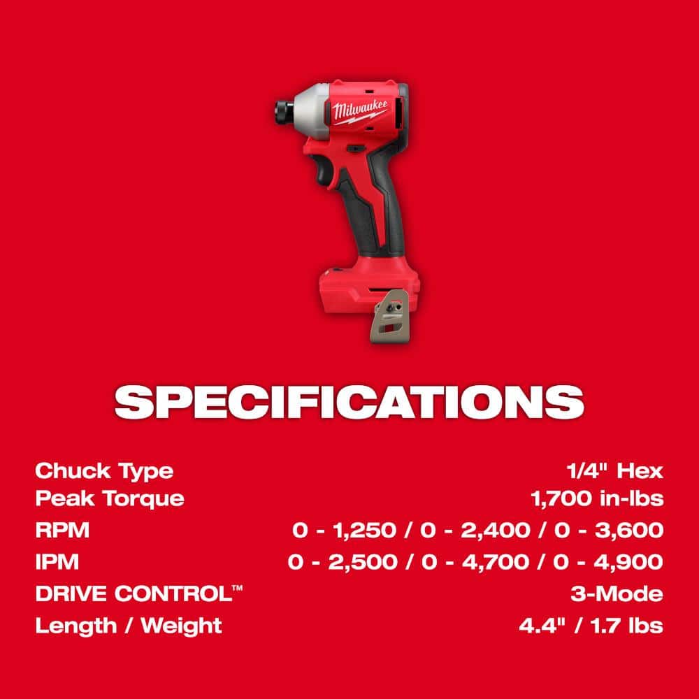 M18 18-Volt Lithium-Ion Brushless Cordless Compact Hammer Drill/Impact Combo Kit (2-Tool) with (2) Batteries, Bag