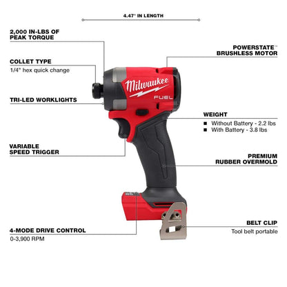 M18 FUEL 18V Lithium-Ion Brushless Cordless Combo Kit with (2) 1/2 in. Impact Wrenches w/Friction Ring (9-Tool)