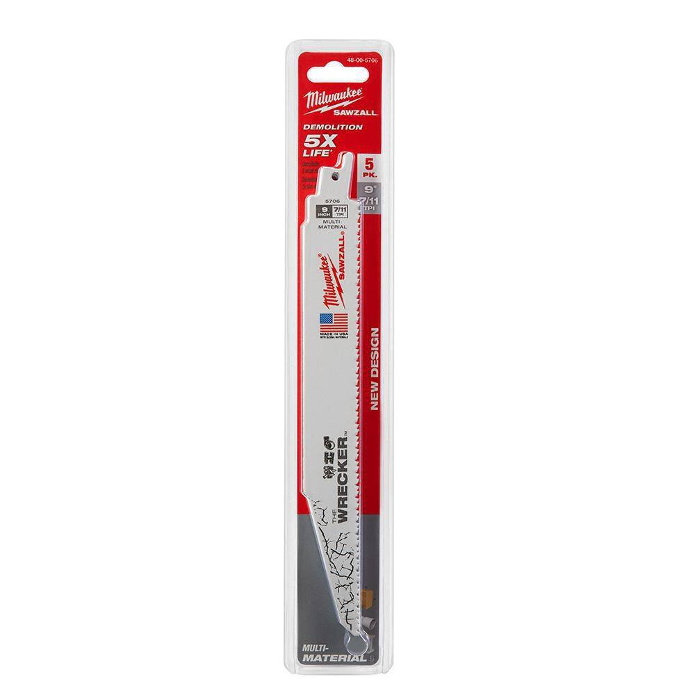 9 in. 7/11 TPI WRECKER Demolition Multi-Material Cutting SAWZALL Reciprocating Saw Blades (5-Pack)