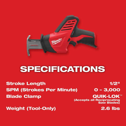 M12 12V Lithium-Ion HACKZALL Cordless Reciprocating Saw Kit with One 1.5Ah Battery, Charger and Tool Bag