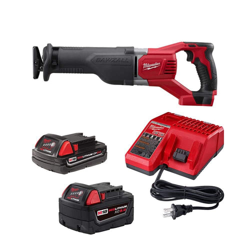 M18 18V Lithium-Ion Cordless SAWZALL Reciprocating Saw with (1) 5.0 Ah and (1) 2.0 Ah Battery and Charger