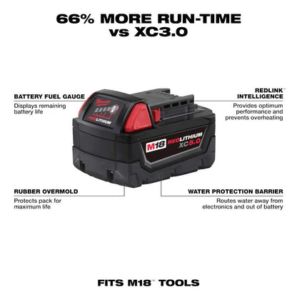 M18 FUEL 18V Lithium-Ion Brushless Cordless HACKZALL Reciprocating Saw with (1) 5.0 Ah, (1) 2.0 Ah Battery and Charger